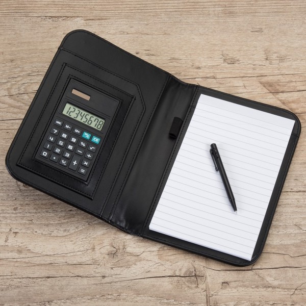 Bloco de Anotações com Caneta e Calculadora