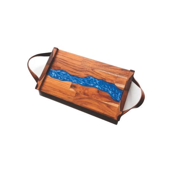 Bandeja de Madeira Feita à Mão com Alças