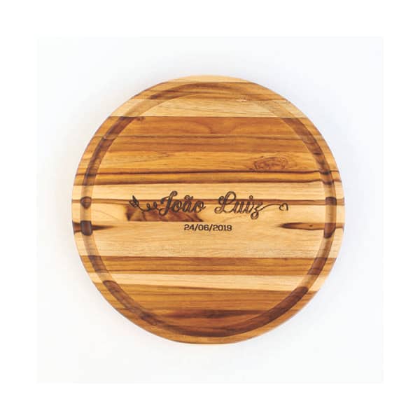 Bandeja de Madeira Redonda Personalizada