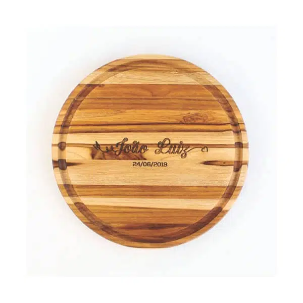 Bandeja de Madeira Redonda Personalizada
