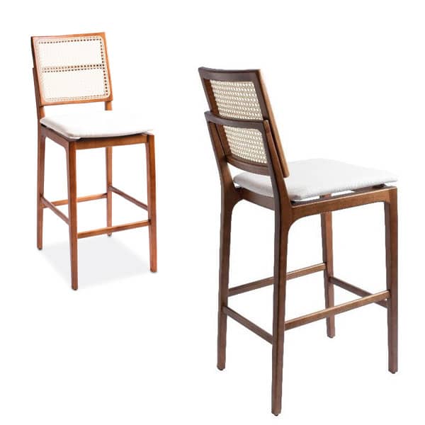 Banqueta Fernanda Hexagonal Palha Estofada Madeira Liptus