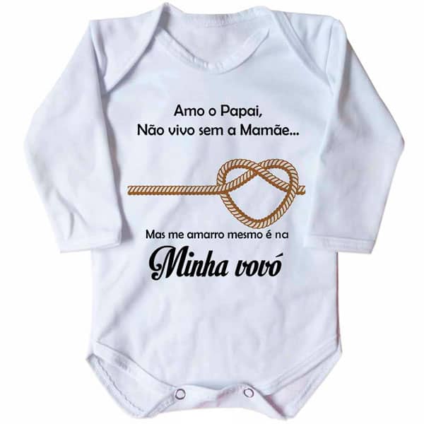 Body Bebê Personalizado Me Amarro na Vovó