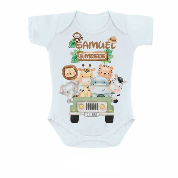 Body Bebê Personalizado Safari Mesversário