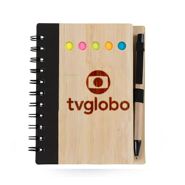 Blocos de Anotação com Capa Feita de Bambu