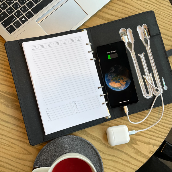 Bloco de Notas com Power Bank e Carregador Wireless Integrado