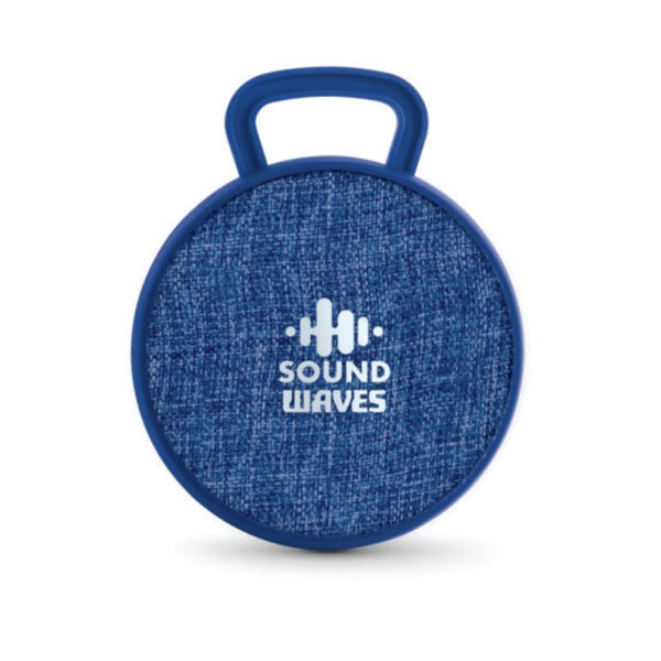 Caixa de Som com microfone em ABS e Tecido em Poliéster