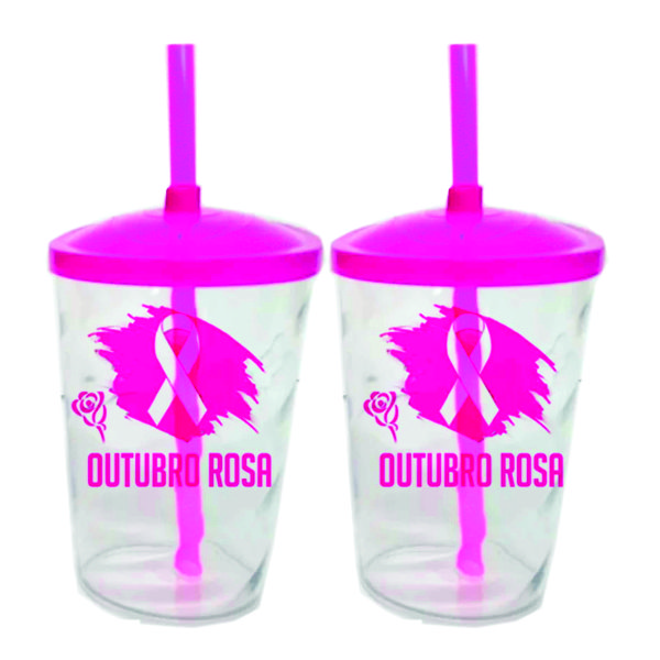 Copo com Canudo Outubro Rosa