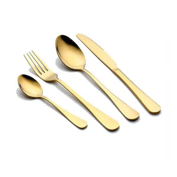Conjunto de Talheres Dourado com Logo de Casamento