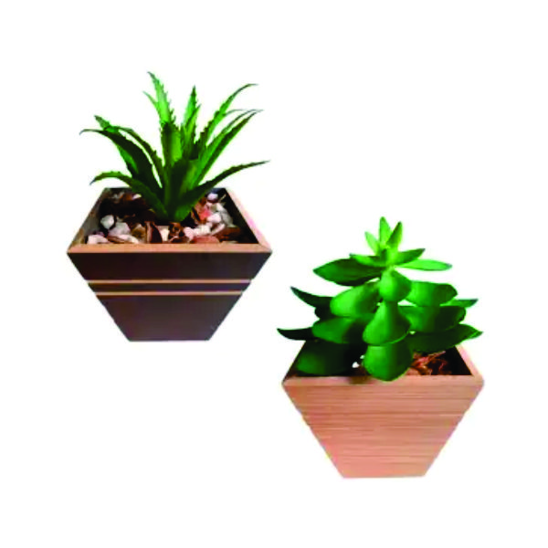 Kit 2 Vasinhos Vaso Mdf Suculenta Artifical Casa Decorativo