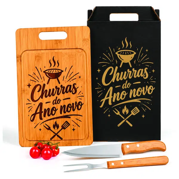 Conj. Para Churrasco Bambu Madeira ou Inox